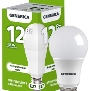 Лампа светодиодная A60 12Вт грушевидная 4000К E27 230В GENERICA LL-A60-12-230-40-E27-G оптом купить цена
