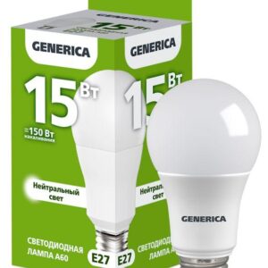 Лампа светодиодная A60 15Вт грушевидная 4000К E27 230В GENERICA LL-A60-15-230-40-E27-G оптом купить цена