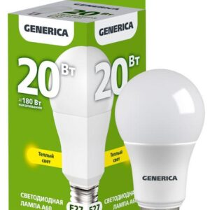 Лампа светодиодная A60 20Вт грушевидная 3000К E27 230В GENERICA LL-A60-20-230-30-E27-G оптом купить цена