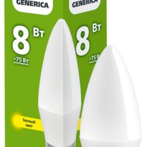 Лампа светодиодная C35 8Вт свеча 3000К E27 230В GENERICA LL-C35-08-230-30-E27-G оптом купить цена
