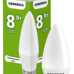 Лампа светодиодная C35 8Вт свеча 4000К E27 230В GENERICA LL-C35-08-230-40-E27-G оптом купить цена