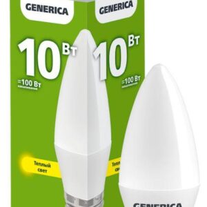 Лампа светодиодная C35 10Вт свеча 3000К E27 230В GENERICA LL-C35-10-230-30-E27-G оптом купить цена