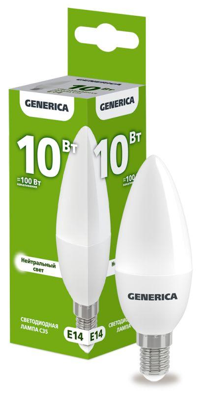 Лампа светодиодная C35 10Вт свеча 4000К E14 230В GENERICA LL-C35-10-230-40-E14-G купить оптом выгодно Лампа светодиодная C35 10Вт свеча 4000К E14 230В GENERICA LL-C35-10-230-40-E14-G оптом купить цена