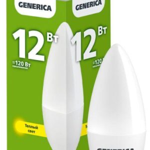 Лампа светодиодная C35 12Вт свеча 3000К E14 230В GENERICA LL-C35-12-230-30-E14-G оптом купить цена