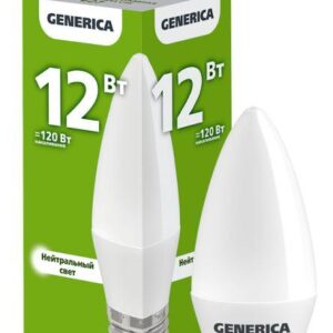 Лампа светодиодная C35 12Вт свеча 4000К E27 230В GENERICA LL-C35-12-230-40-E27-G оптом купить цена