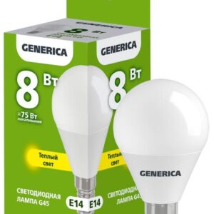 Лампа светодиодная G45 8Вт шар 3000К E14 230В GENERICA LL-G45-08-230-30-E14-G оптом купить цена