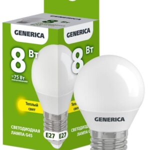 Лампа светодиодная G45 8Вт шар 3000К E27 230В GENERICA LL-G45-08-230-30-E27-G оптом купить цена
