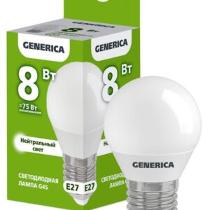 Лампа светодиодная G45 8Вт шар 4000К E27 230В GENERICA LL-G45-08-230-40-E27-G оптом купить цена