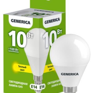 Лампа светодиодная G45 10Вт шар 3000К E14 230В GENERICA LL-G45-10-230-30-E14-G оптом купить цена