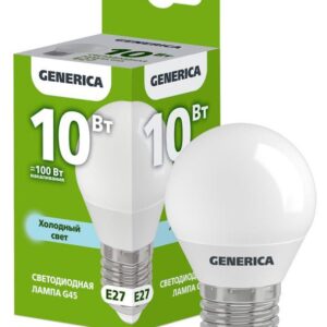 Лампа светодиодная G45 10Вт шар 6500К E27 230В GENERICA LL-G45-10-230-65-E27-G оптом купить цена