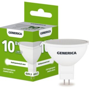 Лампа светодиодная MR16 10Вт софит 4000К GU5.3 230В GENERICA LL-MR16-10-230-40-GU5-G оптом купить цена