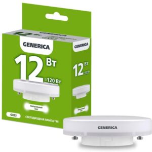 Лампа светодиодная T80 12Вт таблетка 4000К GX53 230В GENERICA LL-T80-12-230-40-GX53-G оптом купить цена