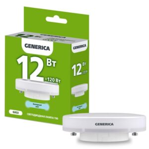 Лампа светодиодная T80 12Вт таблетка 6500К GX53 230В GENERICA LL-T80-12-230-65-GX53-G оптом купить цена