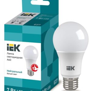 Лампа светодиодная Eco 7Вт A60 шар грушевидная 4000К нейтр. бел. E27 633лм 230-240В IEK LLE-A60-7-230-40-E27 оптом купить цена