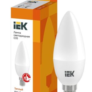 Лампа светодиодная ECO C35 5Вт свеча 3000К тепл. бел. E14 450лм 230-240В IEK LLE-C35-5-230-30-E14 оптом купить цена