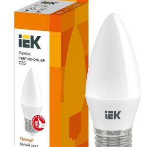 Лампа светодиодная ECO C35 5Вт свеча 3000К тепл. бел. E27 450лм 230-240В IEK LLE-C35-5-230-30-E27 оптом купить цена