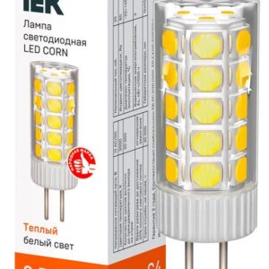 Лампа светодиодная CORN 3Вт капсула 3000К G4 12В керамика IEK LLE-CORN-3-012-30-G4 оптом купить цена