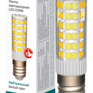 Лампа светодиодная Corn 7Вт капсульная 4000К нейтр. бел. E14 230В керамика IEK LLE-Corn-7-230-40-E14 оптом купить цена