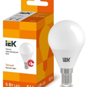 Лампа светодиодная ECO G45 5Вт шар 3000К тепл. бел. E14 450лм 230-240В IEK LLE-G45-5-230-30-E14 оптом купить цена