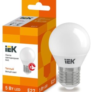 Лампа светодиодная ECO G45 5Вт шар 3000К тепл. бел. E27 450лм 230-240В IEK LLE-G45-5-230-30-E27 оптом купить цена