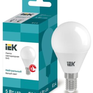 Лампа светодиодная Eco G45 5Вт шар 4000К нейтр. бел. E14 450лм 230-240В IEK LLE-G45-5-230-40-E14 оптом купить цена