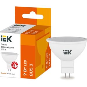 Лампа светодиодная MR16 софит 9Вт 230В 3000К GU5.3 IEK LLE-MR16-9-230-30-GU5 оптом купить цена