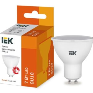 Лампа светодиодная ECO PAR16 софит 7Вт 230В 3000К GU10 IEK LLE-PAR16-7-230-30-GU10 оптом купить цена