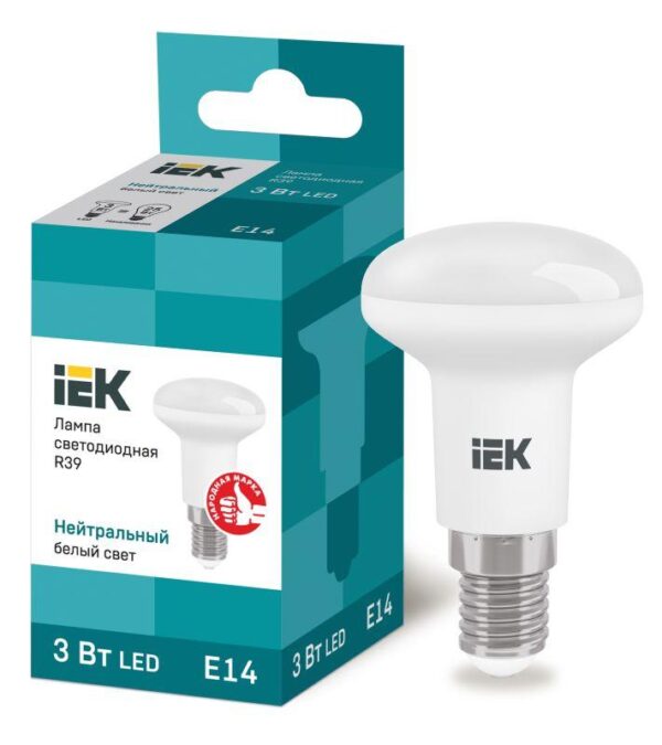 Лампа светодиодная Eco 3Вт R39 4000К нейтр. бел. E14 270лм 230-240В IEK LLE-R39-3-230-40-E14 оптом купить цена