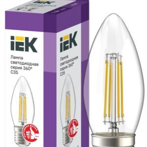 Лампа светодиодная филаментная 360° 7Вт C35 свеча прозрачная 4000К нейтр. бел. E27 230В IEK LLF-C35-7-230-40-E27-CL оптом купить цена