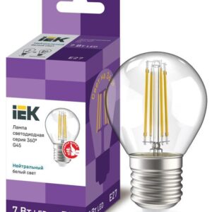 Лампа светодиодная филаментная 360° 7Вт G45 шар прозрачная 4000К нейтр. бел. E27 230В IEK LLF-G45-7-230-40-E27-CL оптом купить цена