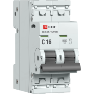 Выключатель автоматический модульный 2п C 16А 6кА ВА 47-63N PROxima EKF M636216C оптом купить цена