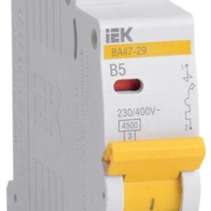 Выключатель автоматический модульный 1п B 5А 4.5кА ВА47-29 IEK MVA20-1-005-B оптом купить цена