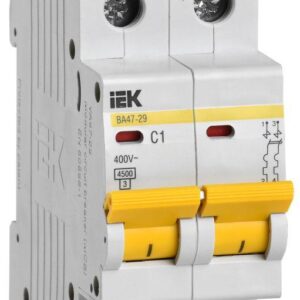 Выключатель автоматический модульный 2п C 1А 4.5кА ВА47-29 IEK MVA20-2-001-C оптом купить цена