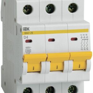 Выключатель автоматический модульный 3п D 4А 4.5кА ВА47-29 IEK MVA20-3-004-D оптом купить цена