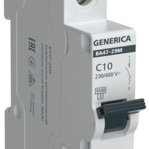 Выключатель автоматический модульный 1п C 10А 4.5кА ВА47-29М GENERICA MVA21-1-010-C-G оптом купить цена