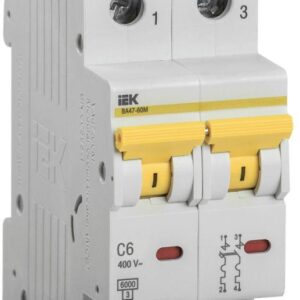Выключатель автоматический модульный 2п C 6А 6кА ВА47-60M IEK MVA31-2-006-C оптом купить цена