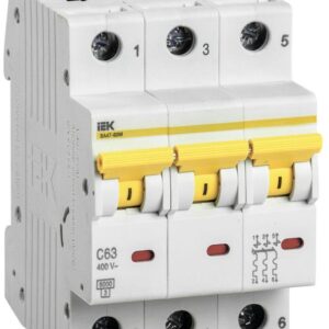 Выключатель автоматический модульный 3п C 63А 6кА ВА47-60M IEK MVA31-3-063-C оптом купить цена