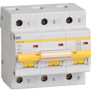 Выключатель автоматический модульный 3п C 20А 10кА ВА47-100 IEK MVA40-3-020-C оптом купить цена