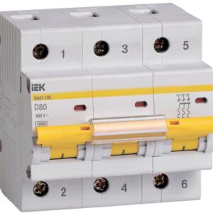 Выключатель автоматический модульный 3п D 80А 10кА ВА47-100 IEK MVA40-3-080-D оптом купить цена