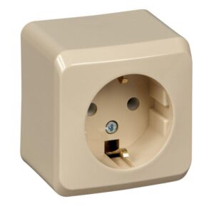 Розетка 1-м ОП Этюд 16А IP20 250В с заземл. без защ. шторок крем. SE PA16-003K оптом купить цена