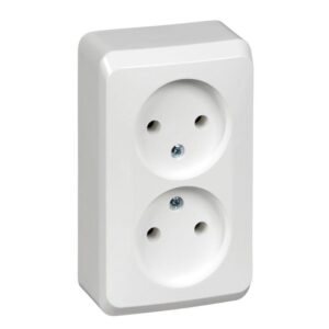 Розетка 2-м ОП Этюд 16А IP20 250В без заземл. без защ. шторок бел. SE PA16-005B оптом купить цена