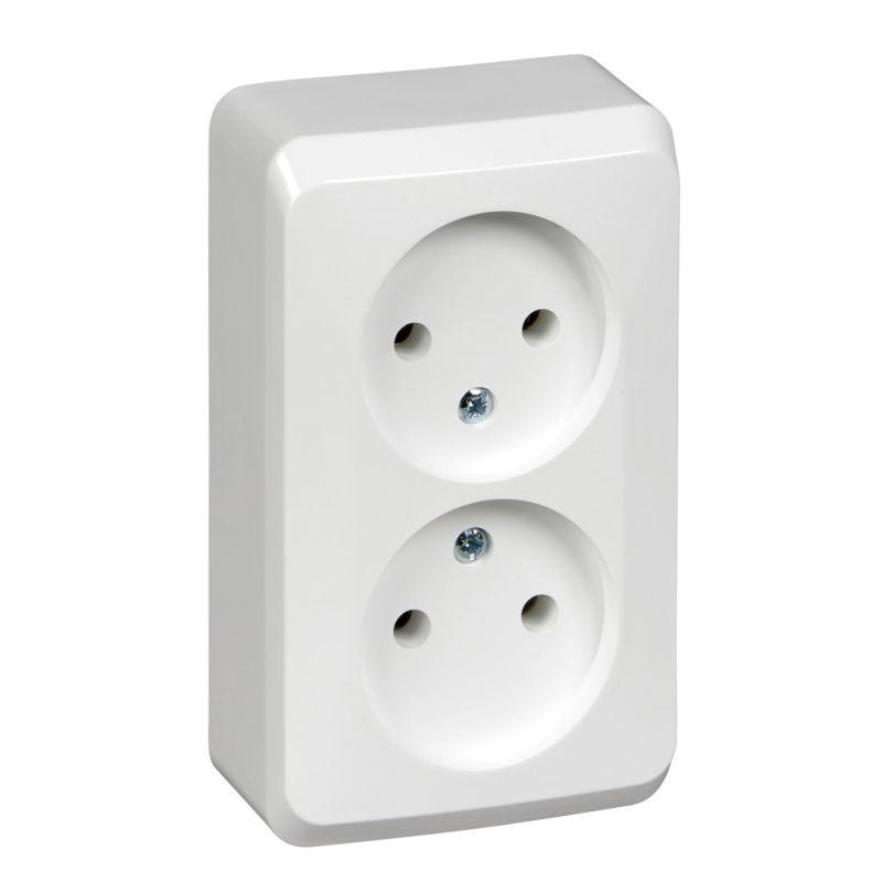 Розетка 2-м ОП Этюд 16А IP20 250В без заземл. без защ. шторок бел. SE PA16-005B купить оптом выгодно Розетка 2-м ОП Этюд 16А IP20 250В без заземл. без защ. шторок бел. SE PA16-005B оптом купить цена