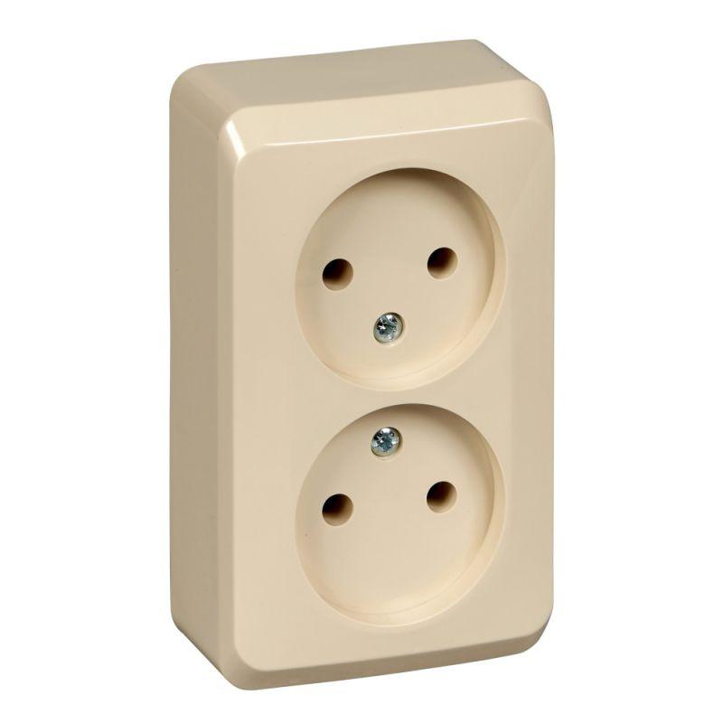 Розетка 2-м ОП Этюд 16А IP20 250В без заземл. без защ. шторок крем. SE PA16-005K купить оптом выгодно Розетка 2-м ОП Этюд 16А IP20 250В без заземл. без защ. шторок крем. SE PA16-005K оптом купить цена