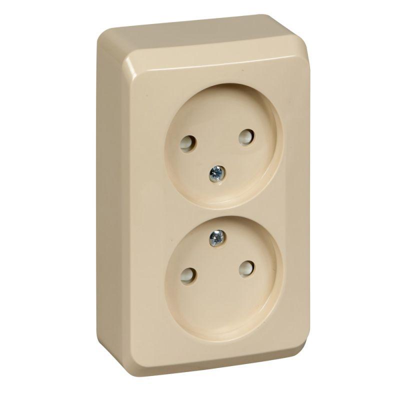 Розетка 2-м ОП Этюд 16А IP20 250В защ. шторки без заземл. крем. SE PA16-006K купить оптом выгодно Розетка 2-м ОП Этюд 16А IP20 250В защ. шторки без заземл. крем. SE PA16-006K оптом купить цена