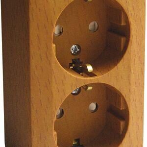 Розетка 2-м ОП Этюд Дача 16А IP20 250В с заземл. защ. шторки бук SE PA16-008T оптом купить цена