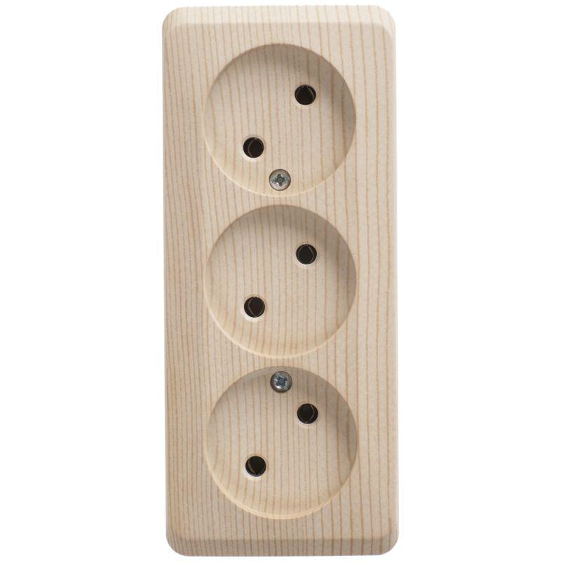 Розетка 3-м ОП Этюд 16А IP20 250В без заземл. без защ. шторок сосна SE PA16-009D купить оптом выгодно Розетка 3-м ОП Этюд 16А IP20 250В без заземл. без защ. шторок сосна SE PA16-009D оптом купить цена