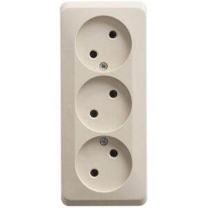 Розетка 3-м ОП Этюд 16А IP20 250В без заземл. без защ. шторок крем. SE PA16-009K оптом купить цена