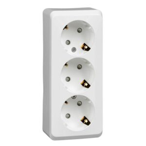 Розетка 3-м ОП Этюд 16А IP20 250В с заземл. защ. шторки бел. SE PA16-012B оптом купить цена