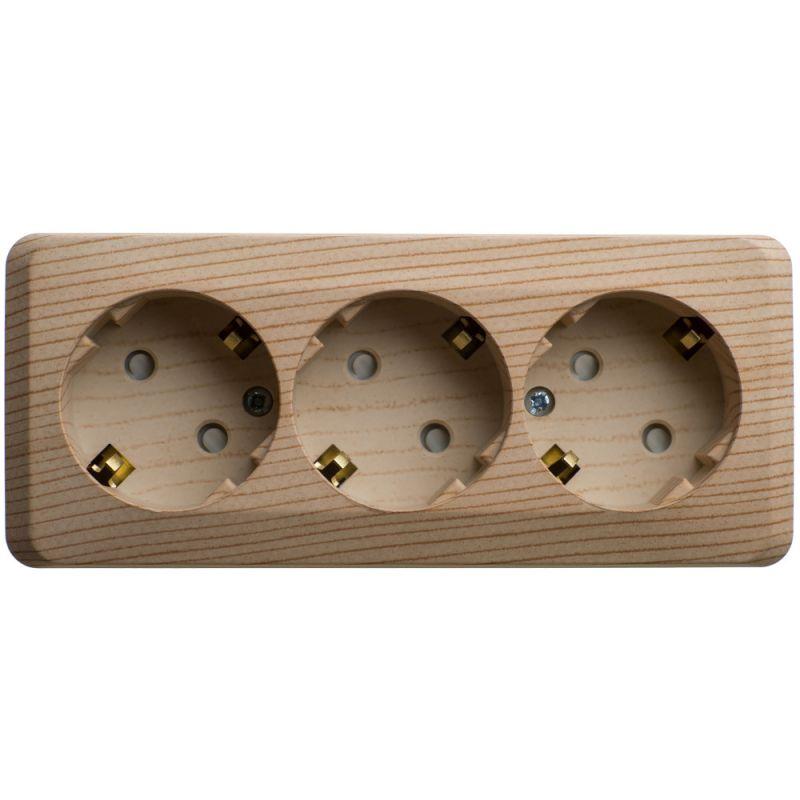 Розетка 3-м ОП Этюд 16А IP20 250В с заземл. защ. шторки сосна SE PA16-012D купить оптом выгодно Розетка 3-м ОП Этюд 16А IP20 250В с заземл. защ. шторки сосна SE PA16-012D оптом купить цена