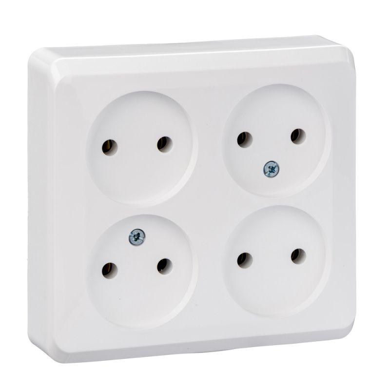 Розетка 4-м ОП Этюд 16А IP20 250В без заземл. без защ. шторок бел. SE PA16-205B купить оптом выгодно Розетка 4-м ОП Этюд 16А IP20 250В без заземл. без защ. шторок бел. SE PA16-205B оптом купить цена